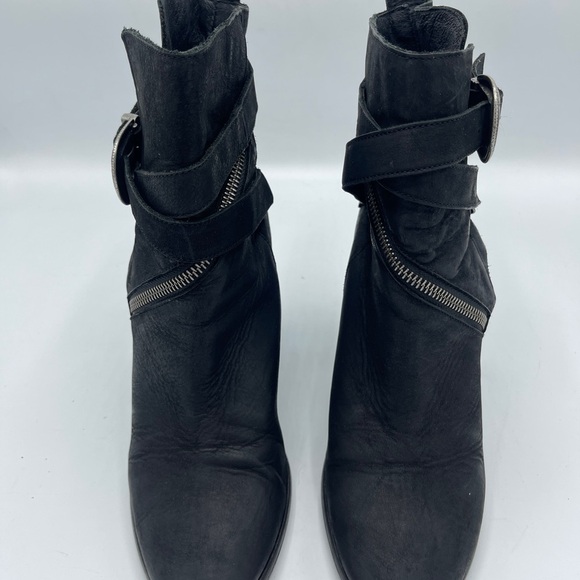 AllSaints TEJUS Ladies Black Leather Buckle Western Ankle - Picture 12 of 12